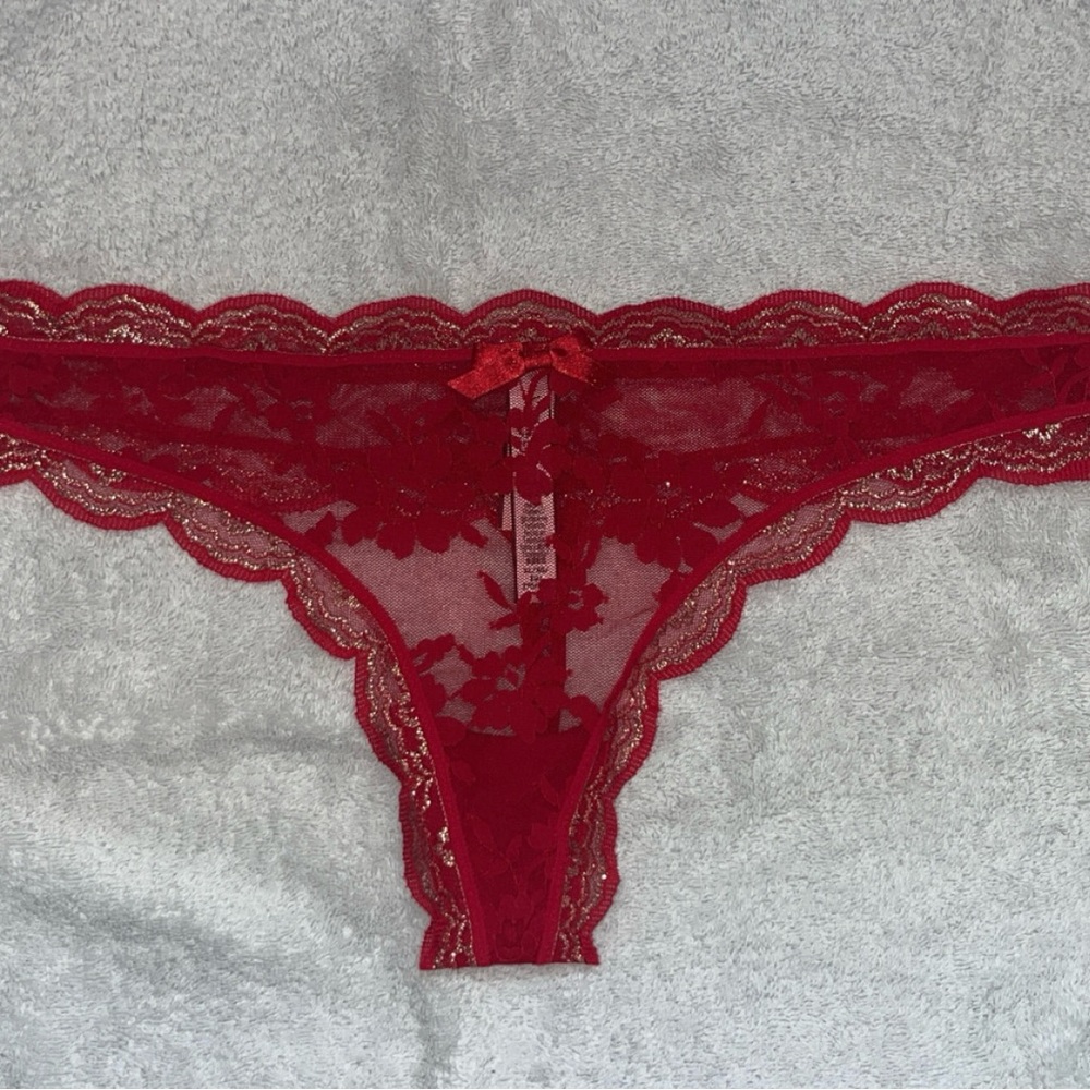 Victoria's Secret Red Lace Thong